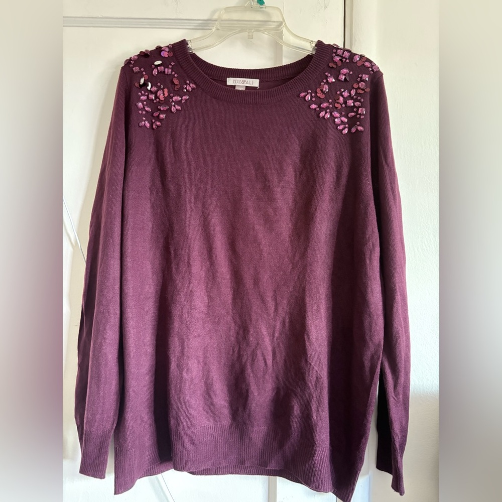 Roz & Ali Plum Embellished Sweatshirt